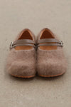 SWAYING Fall/Winter 2025 Collection: Cashmere-trimmed leather flat shoes SW-SW25AW4P06C2S36-TUO (Camel)